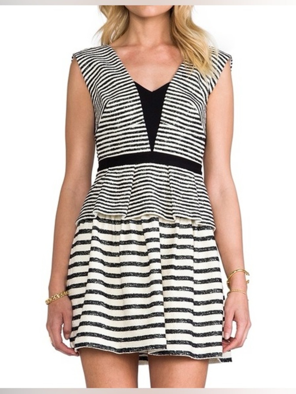 41- BCBGMAXAZRIA piper striped peplum dress size 4
